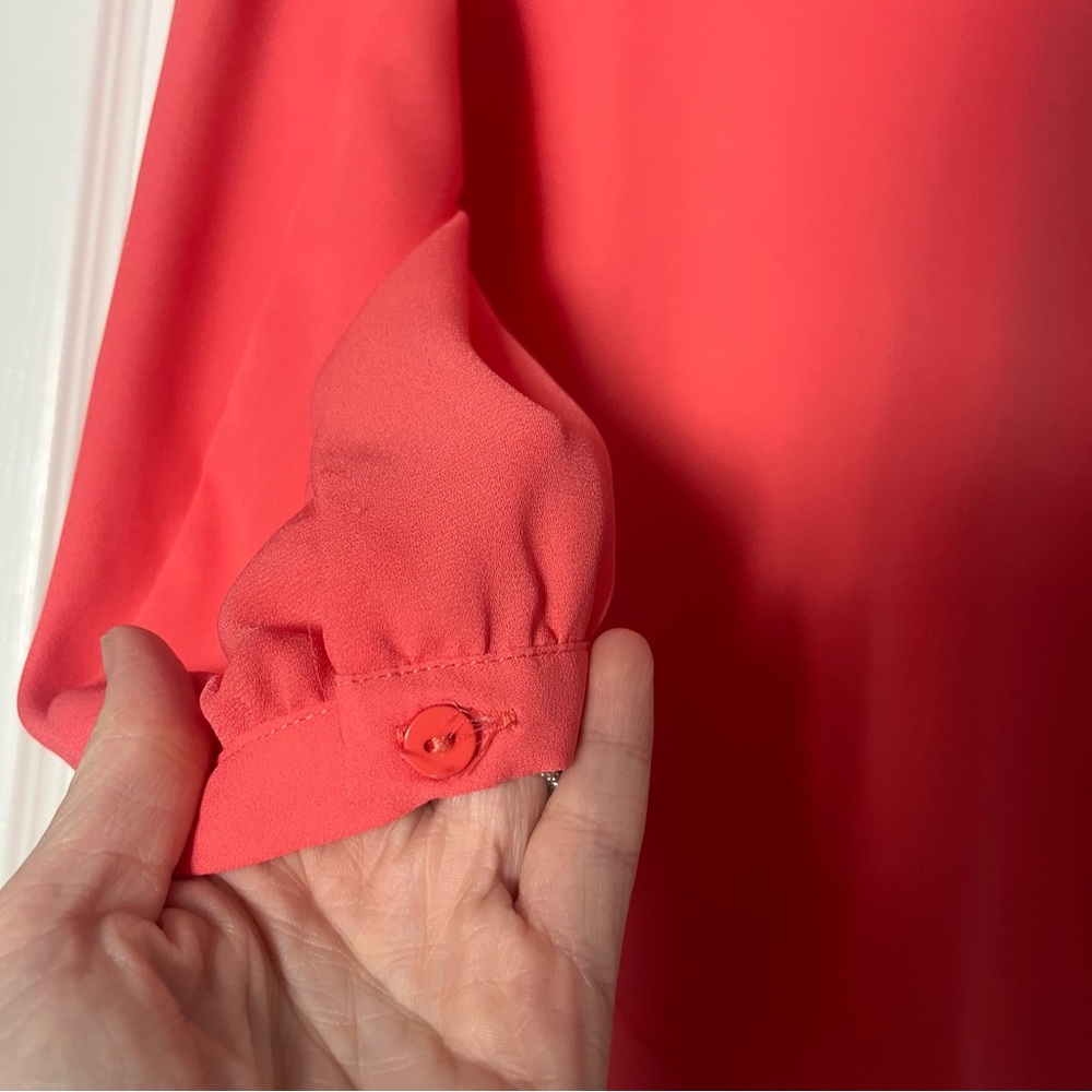 NWOT Adrianna Papell Vibrant Coral Blouse - Picture 3 of 8